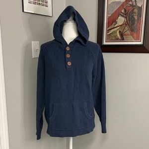 7‎ Diamonds Shasta Navy Blue Hooded Sweater Button Detail Mens Medium cotton